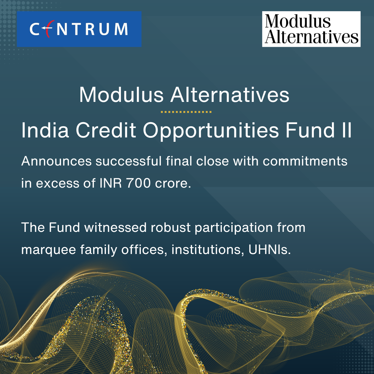 Modulus Alternatives Announces INR 700+ crore Final Close of ICOF II